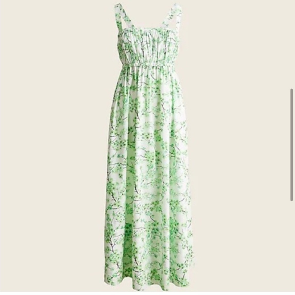 J-Crew lime green cherry blossom floral dress